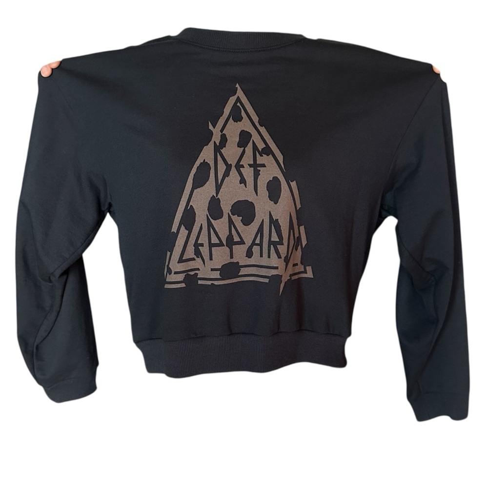 Def Leppard Cotton Blend Black Crop Sweatshirt Concert Fall Size Large